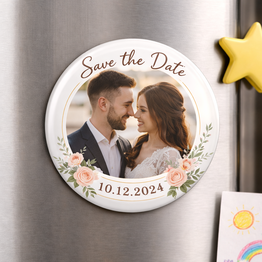 Photo Fridge Magnet | Save the Date | Button World